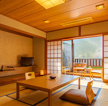 写真：飛騨川を望む特別客室・和室