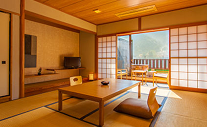 写真：飛騨川を望む特別客室・和室